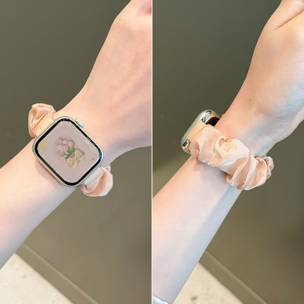 适用苹果iwatch9手表表带新款applewatch s9表带s876代se手表带女款夏天透气大肠发圈夏季创意高级感小众可爱