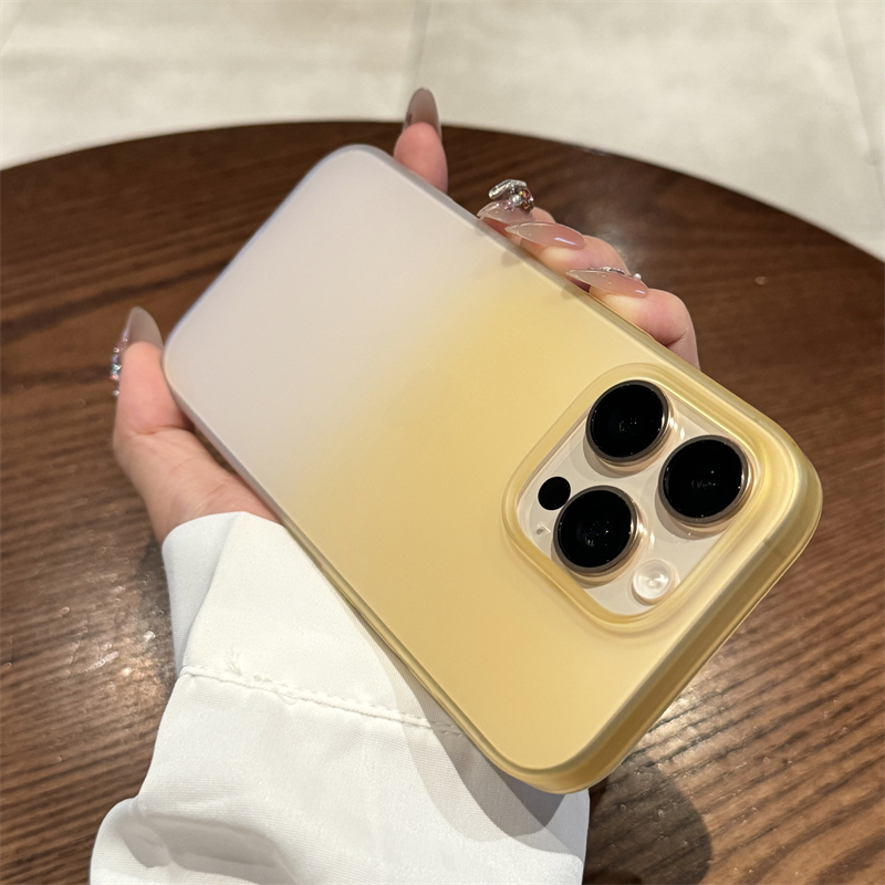 适用苹果16promax渐变金磨砂外壳