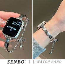 适用iwatch10苹果手表带s9kt猫金属链条表带applewatch8/7/6/5/4轻奢时尚se代运动腕带女款高级感夏季40/41mm