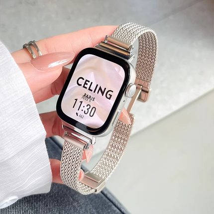 适用华为fit4智能运动手表watchfit3新款麦穗磁吸表带watch二三代女款夏天专用腕带FIT2金属替换带高级感pro