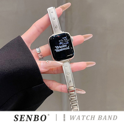 适用iwatch11/10苹果表带s9金属新款星茫糖豆表带Apple Watch8/7/6/5手镯式se代轻奢运动腕带ultra夏季高级感
