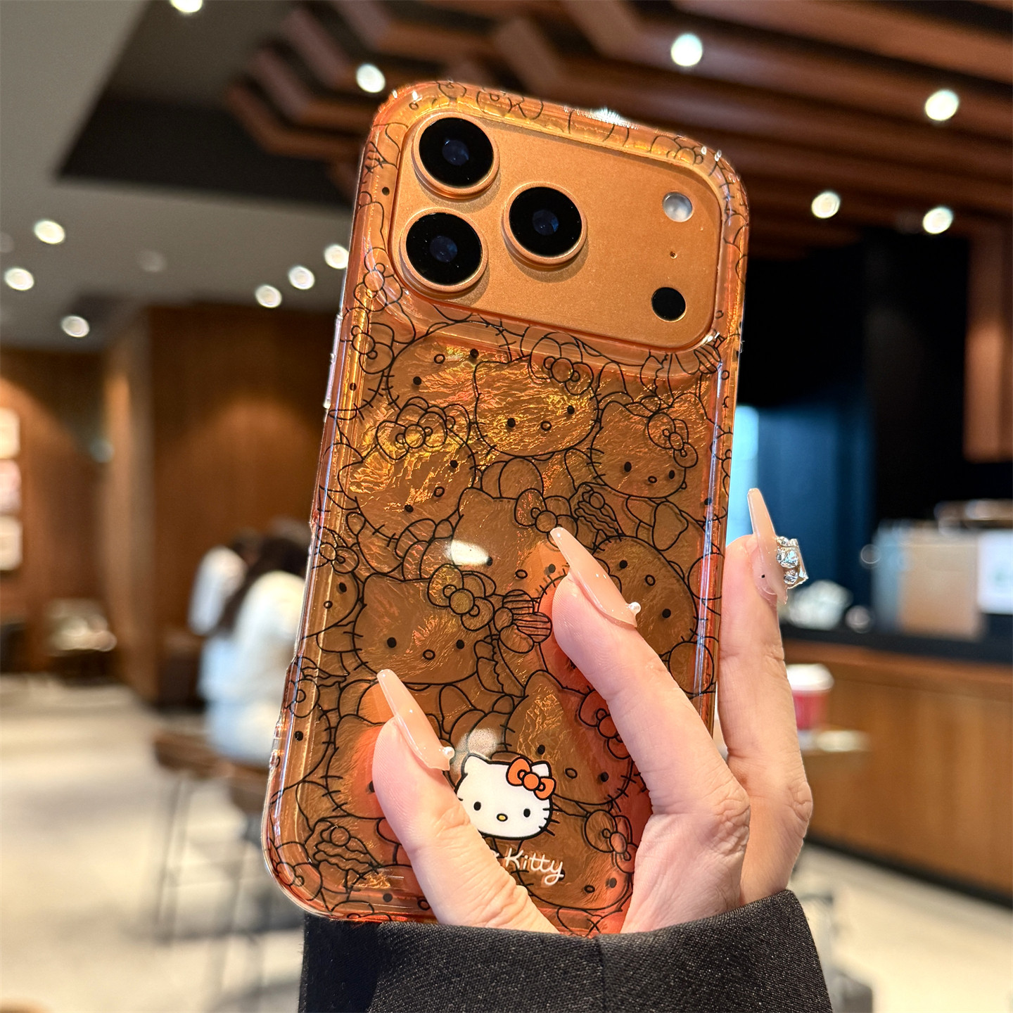 适用苹果17promax橙色kt猫手机壳