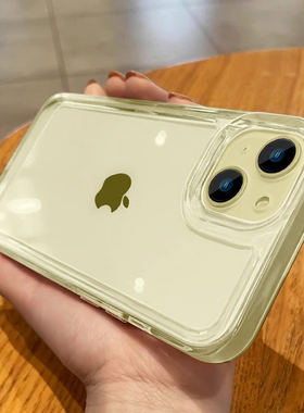 圣铂适用2023新款浅黄色苹果15的透明手机壳iPhone15plus全包防摔14pro高级感13pm硬壳12por女款11promax男14
