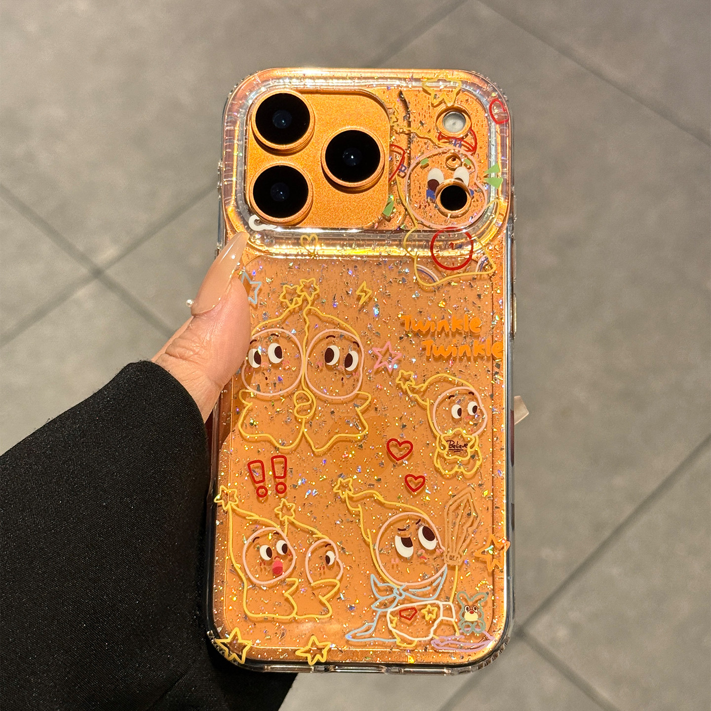 适用苹果17promax闪粉可爱星星人