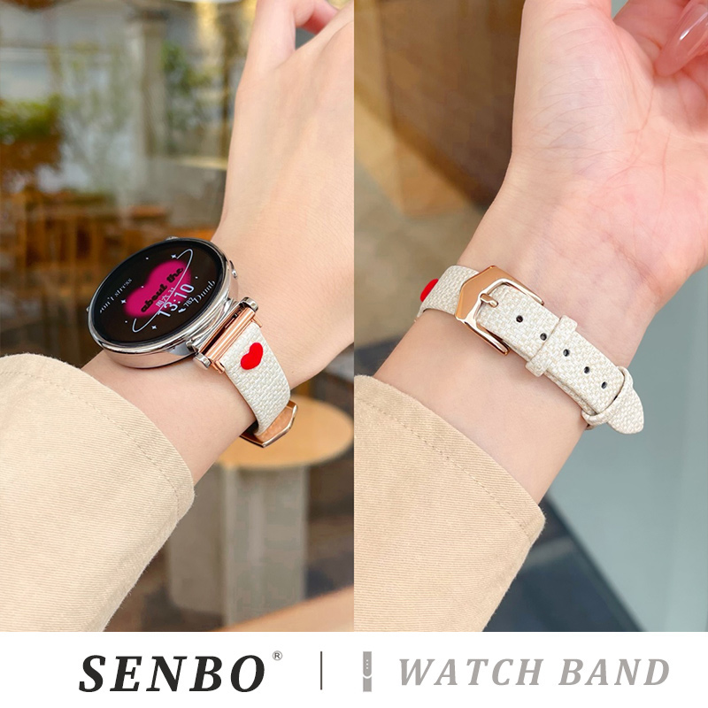 适用华为gt5表带新款心心尼龙纹gt4皮质智能手表watch4pro高级感gt3 pro时尚watch3pro女士gt2手表带女款小众
