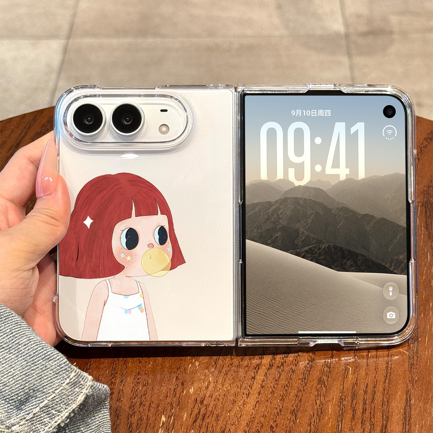 适用于iPhoneduo手机壳新款duo折叠屏保护套高级感超薄折叠外壳duo外壳吹泡泡女孩网红可爱卡通时尚个性fold
