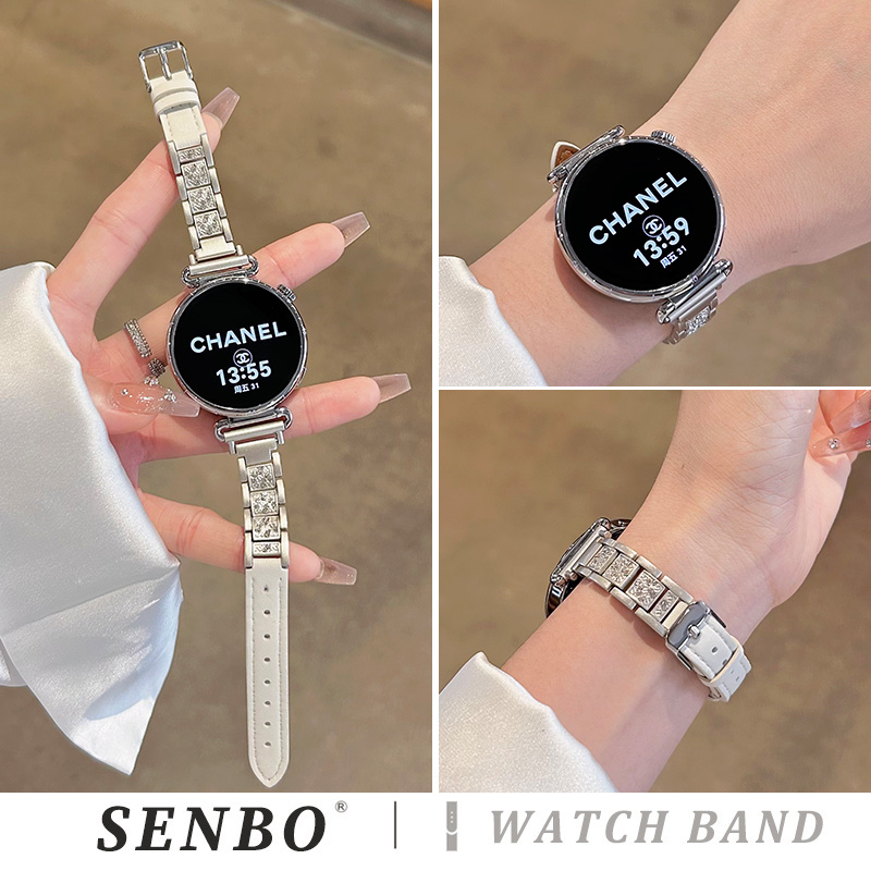 适用于华为gt6手表带新款gt6pro满钻金属gt5/4女款拼皮表带watch5pro秋冬watch5/4/3智能gt3男士gt2运动腕带