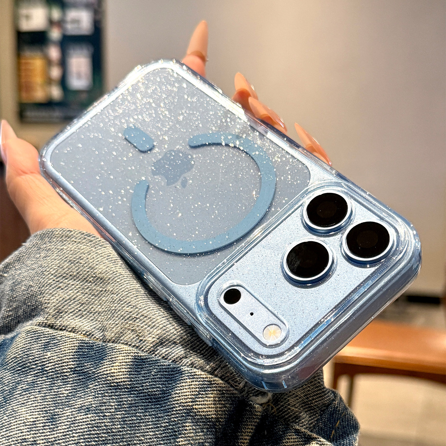 适用苹果18promax手机壳新款iphone18pro蓝色闪粉磁吸17全包17pro防摔外壳16透明pm15硅胶14女款13小众高级感