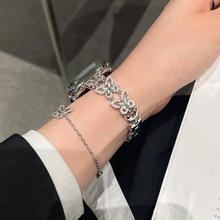 适用于applewatch10表带夏天新款苹果手表iwacthS9/8/7/6/5代se手表带蝴蝶闪钻金属链式41mm40高级45轻奢女款