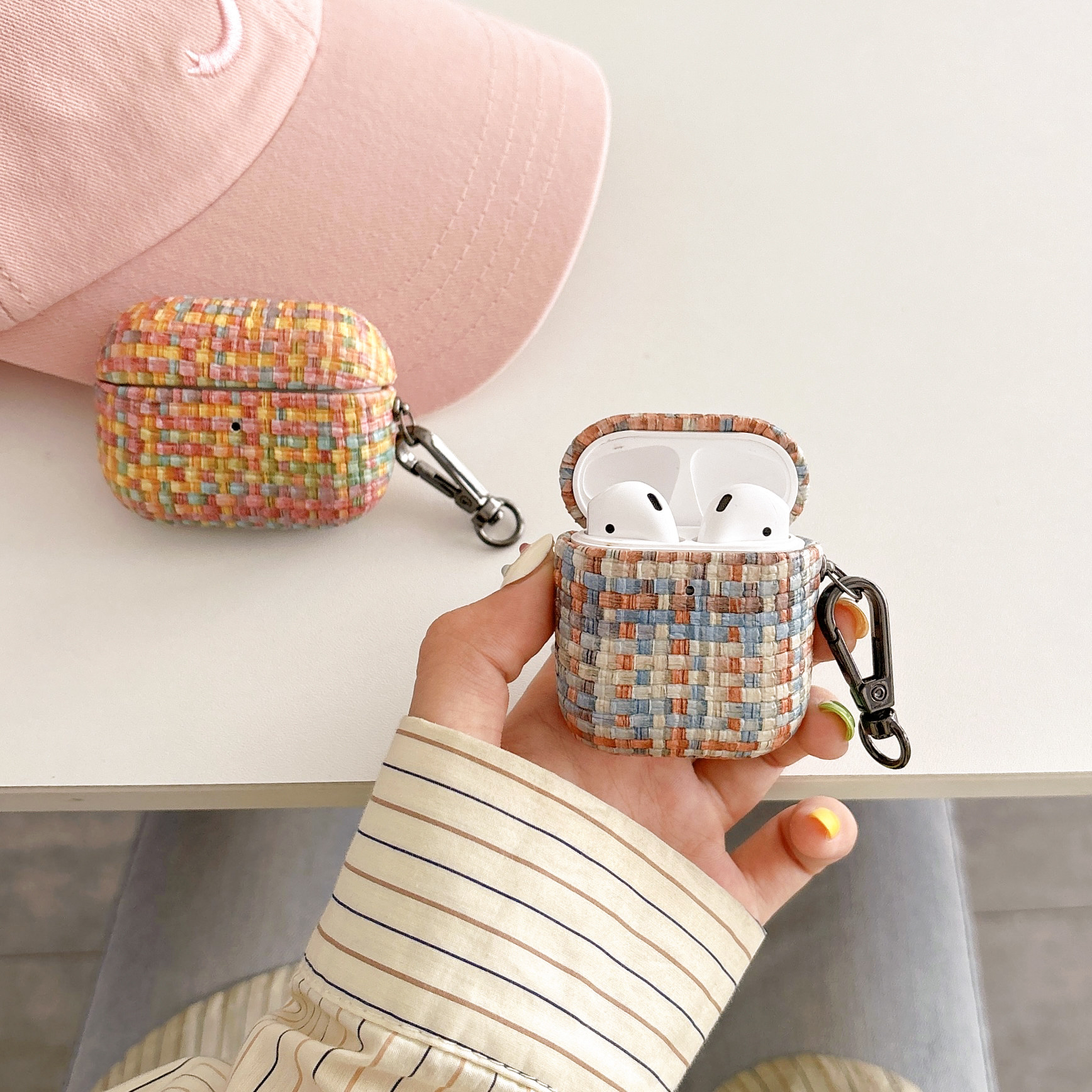 适用无线蓝牙耳机套Airpods4编织纹保护套airpods3新款拼色皮质苹果耳机壳airpodspro小众创意airpods1/2防摔,3C数码配件,耳机保护套,淘宝优惠券,粉丝福利购,淘宝优惠卷