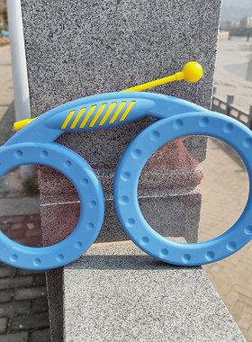 儿童玩具双面鼓 幼儿园眼镜鼓 奥尔夫乐器透明手敲鼓 ORFF