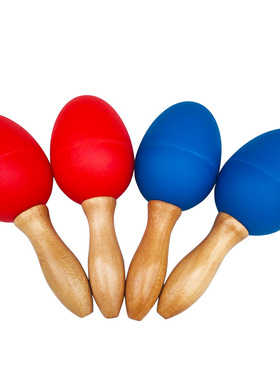 木柄鸡蛋沙球红色/蓝色儿童奥尔夫打击乐器小号沙锤1对12个月玩具