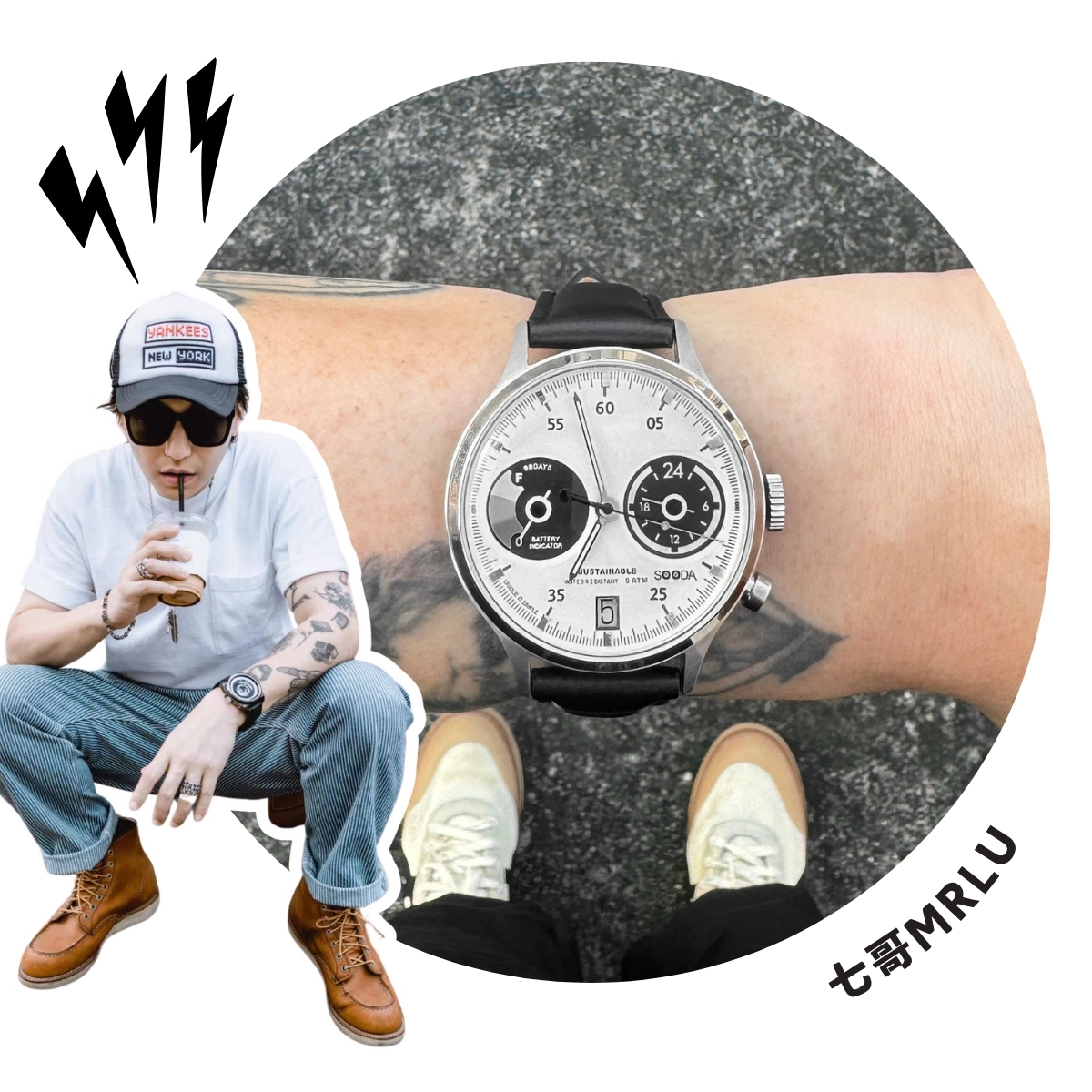 太阳能手表tacs熊猫设计小众个性