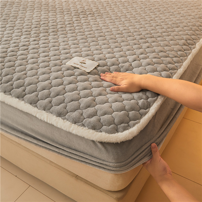冬季夹棉牛奶绒床笠加绒珊瑚绒床垫保护罩床单床套罩床罩