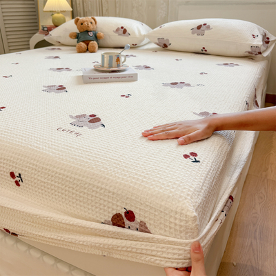 A类全棉床笠罩纯棉床罩床垫保护套床罩防滑床单三件套床笠三件套