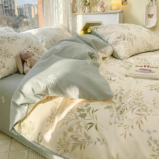 四件套纯棉全棉100床上用品床单被套3学生单人床三件套