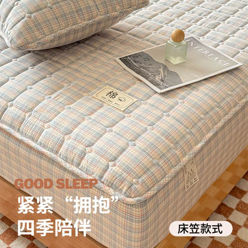 A类抗菌全棉纯棉床笠单件夹棉新疆棉花床垫保护罩床套防滑防尘罩