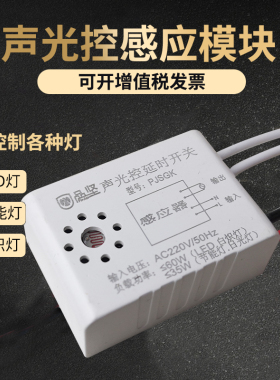 声光控开关二线内置吸顶灯模块220V家用楼道延时感应LED声控开关