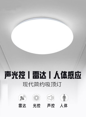 感应吸顶灯LED声光控走廊过道楼梯灯入户玄关雷达人体感应灯具