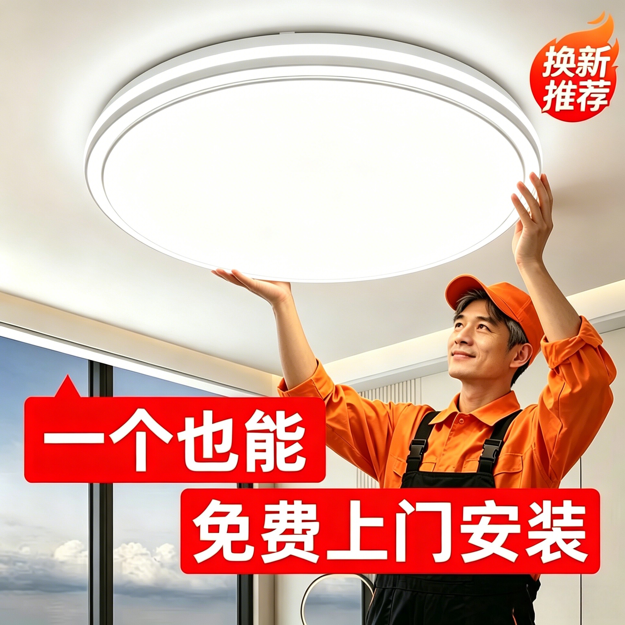极简双层柔光护眼客卧吸顶灯图片