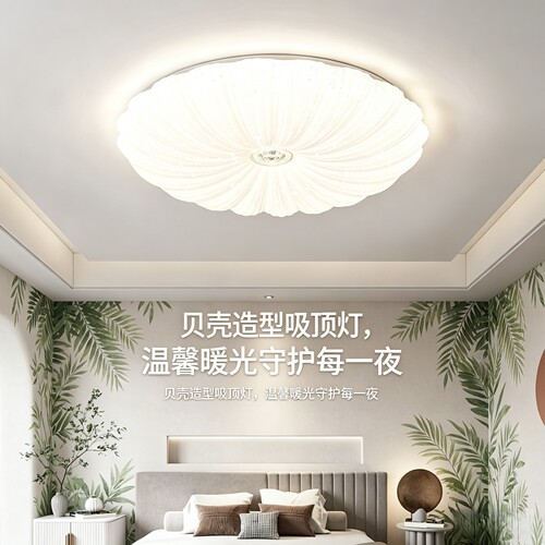 花瓣贝壳造型柔光家用吸顶灯