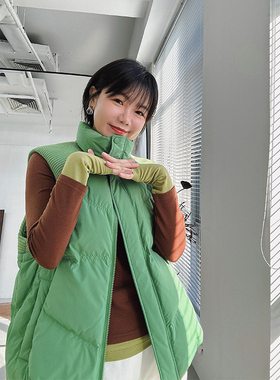 糖皮出品 冷风过境 90%白鹅绒 肩部拼接冬季厚实保暖羽绒背心马甲