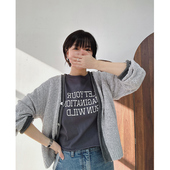 暖日和风 特殊豆豆纱 贝壳纽扣 糖皮出品 宽松撞色卷边开衫