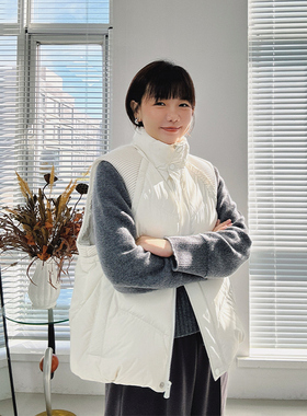 糖皮出品 冷风过境 90%白鹅绒 肩部拼接冬季厚实保暖羽绒背心马甲