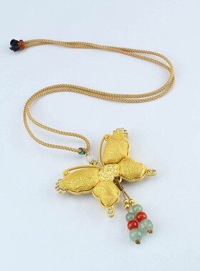 布棉麻绳女新中式仿宋锦葫芦项链