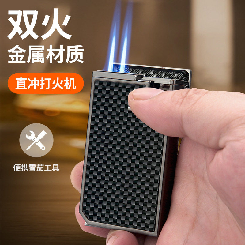 百诚博卡男士高端雪茄专用防风充气打火机点烟双火直冲商务点火器图片