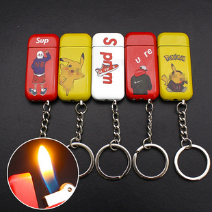 ZD263创意卡通人物明火打火机金属钥匙扣砂轮充气点火器烟具批发