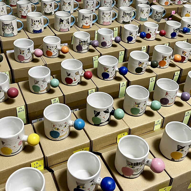 日本作家款拳击猫系列手工咖啡杯