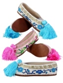 京剧越剧黄梅戏古装 绣花鞋 牛皮底平底戏曲花旦青衣戏鞋 古风中国风