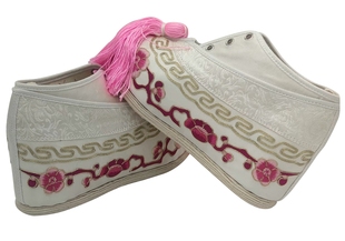 千层底内增高大梅花绣花鞋花旦彩鞋小姐小旦勾金布鞋子女手工定制