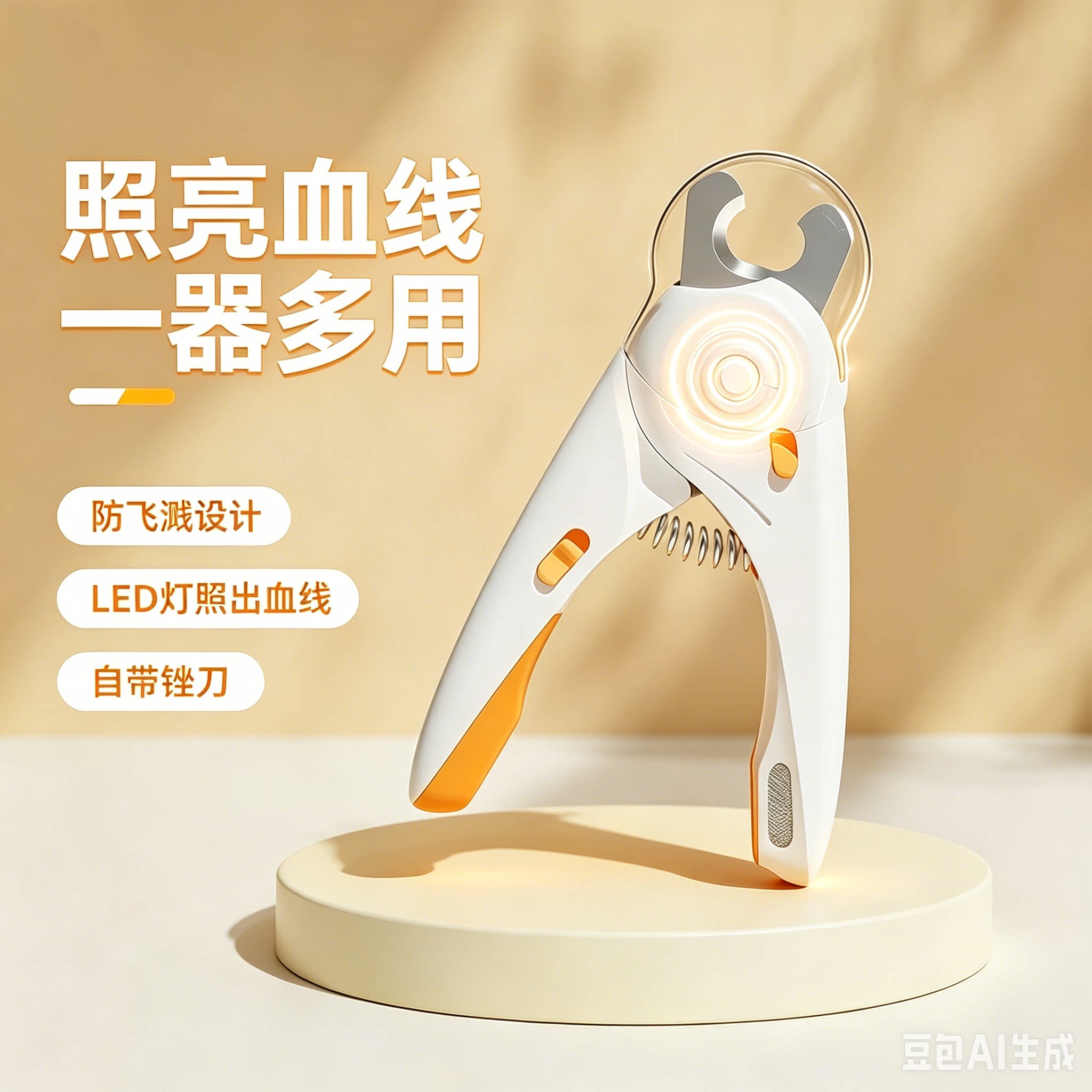 猫狗通用LED照明防飞溅指甲剪