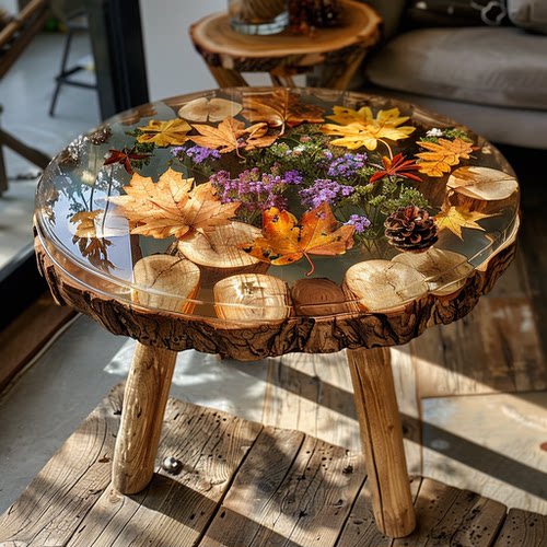 环氧树脂花桌茶几创意个性小户型客厅家用简约现代轻奢桌子087a