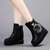 The increase in Bootie winter new pattern Plush keep warm With slope The thickness of the bottom Cotton boots Riding boots 10 centimeter High-heeled boots