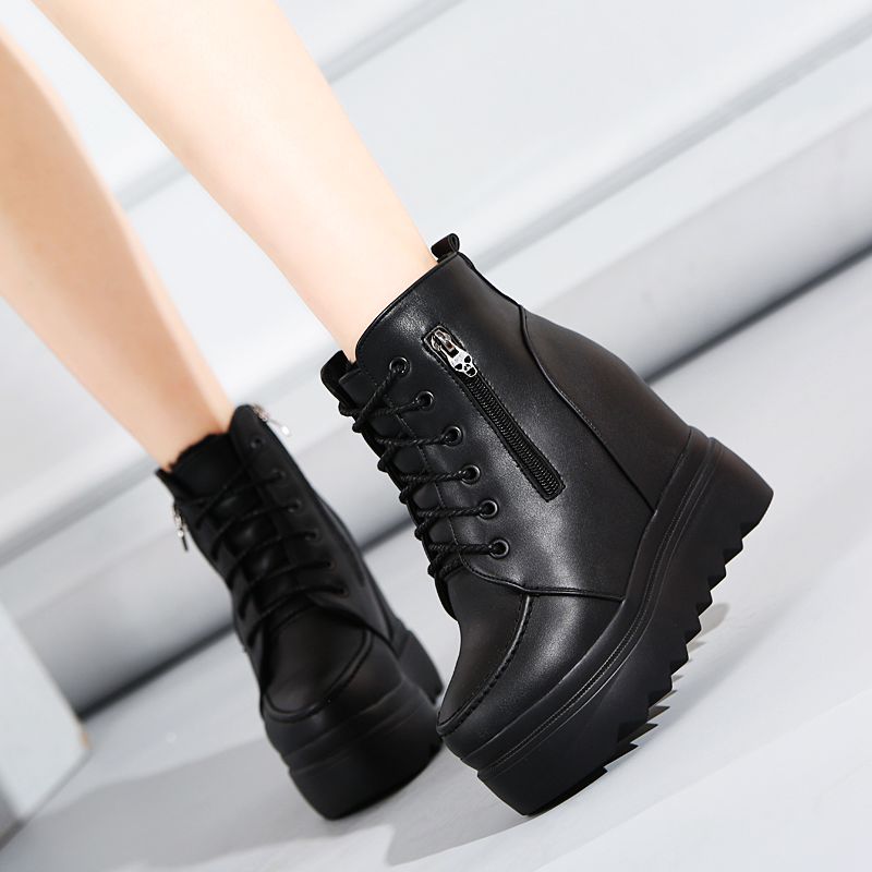 内增高短靴松糕底马丁靴厚底
