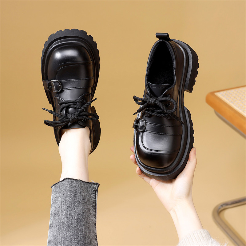 小个子英伦风厚底乐福鞋女2026年洋气百搭交叉绑带复古显瘦小皮鞋,女鞋,乐福鞋（豆豆鞋）,淘宝优惠券,粉丝福利购,淘宝优惠卷