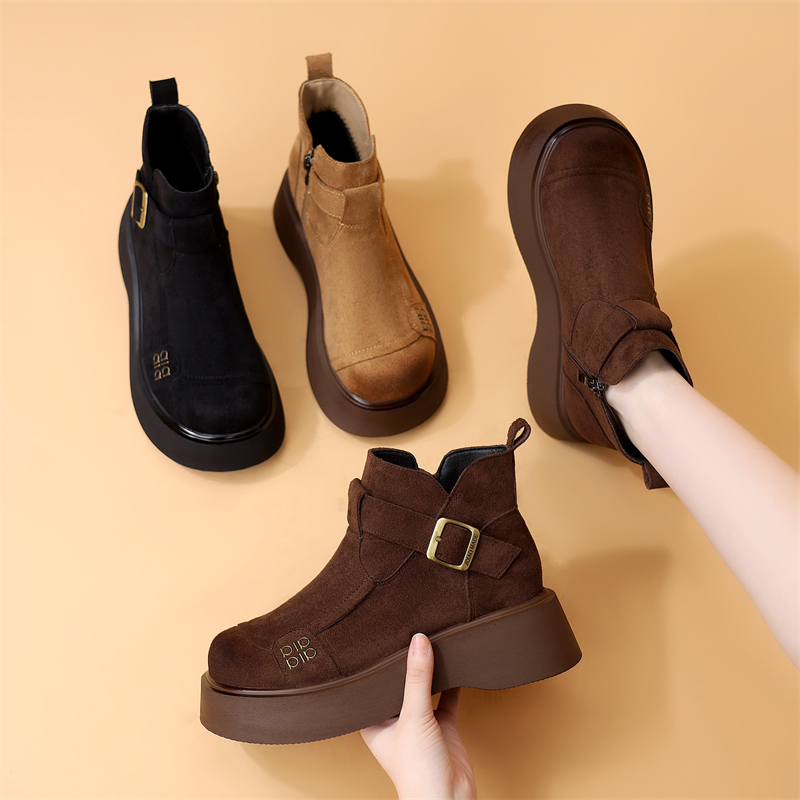 松糕厚底马丁靴女2025年冬季新款