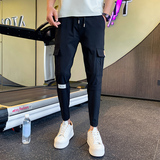2026春季休闲裤男工装裤帅气修身小脚百搭束脚九分裤1001B66P48，男装工装外套，星座1001