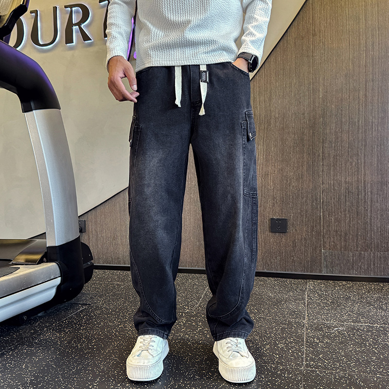 2025秋冬新款牛仔裤男直筒宽松高级感弯刀裤工装裤1001B207P58，男装牛仔裤，星座1001