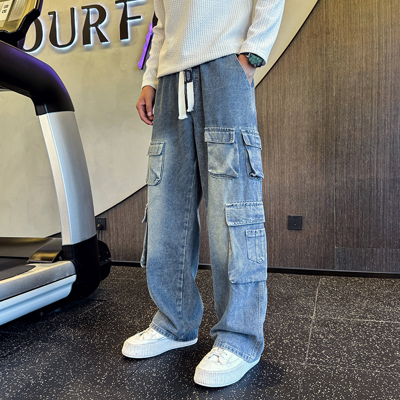 2025秋冬新款牛仔裤男直筒宽松高级感弯刀裤工装裤1001B218P68，男装牛仔裤，星座1001