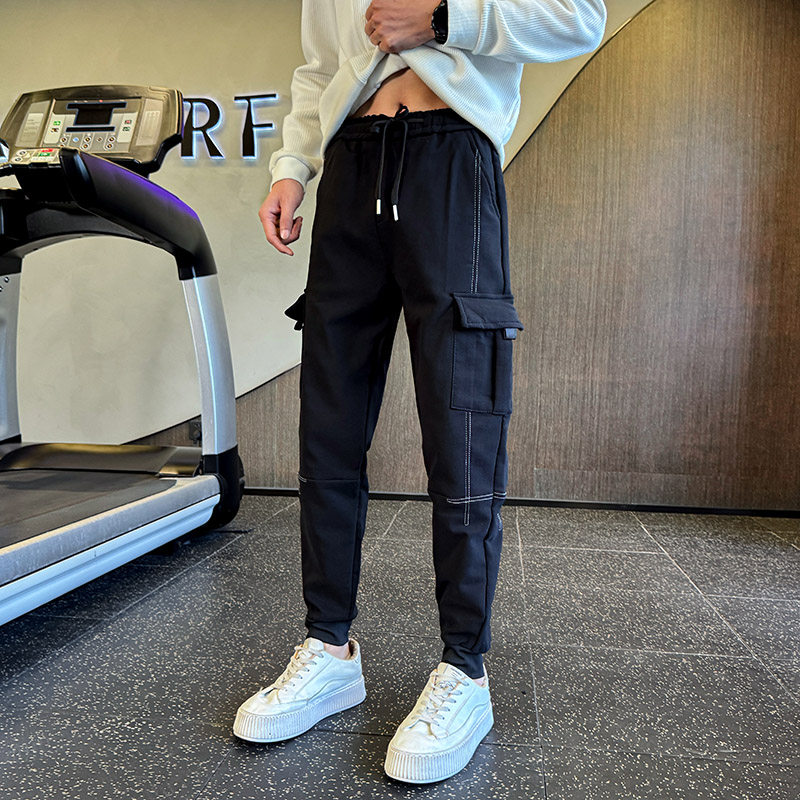 2026春季新款束脚休闲长裤男修身小脚拼接工装裤子1001B239P48,男装工装外套,星座1001