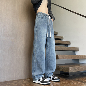 2025秋冬新款牛仔裤男直筒宽松高级感弯刀裤拼接款1001GF07P58,男装牛仔裤,星座1001