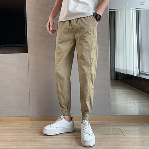 2025秋冬洗水棉休闲裤男潮牌宽松束脚长裤拼接运动裤1001B75P58图片