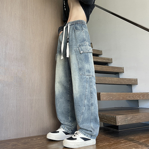 2025秋季新款牛仔裤男直筒宽松高级感弯刀裤工装裤1001GF01P58,男装牛仔裤,星座1001