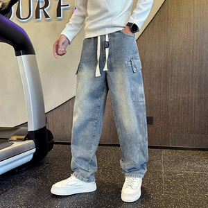2025秋冬新款牛仔裤男直筒宽松高级感弯刀裤工装裤1001B207P58，男装牛仔裤，星座1001