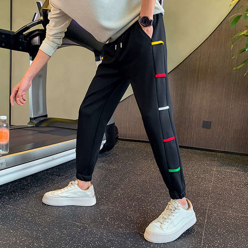 2026春季织带拼接卫裤男潮牌宽松束脚休闲长裤运动裤1001B113P58，男装休闲裤，星座1001