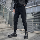 2025加绒休闲裤男修身小脚黑色刺绣抽绳运动裤1001K758P48加绒P58，女装休闲裤，星座1001